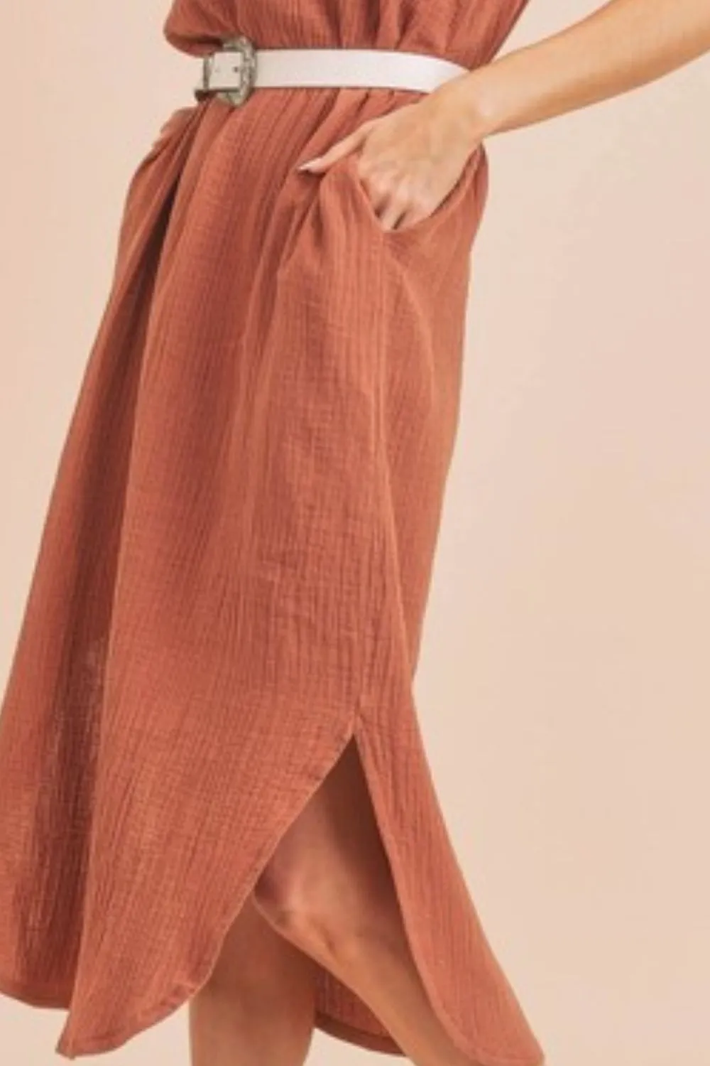 Round Neck Midi Tank Dress with Pockets, image 3