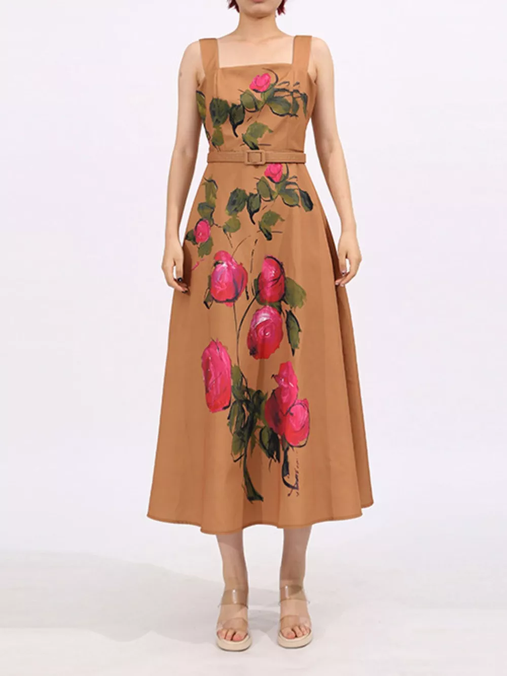 Floral Print Square Neck Midi Dress, image 6