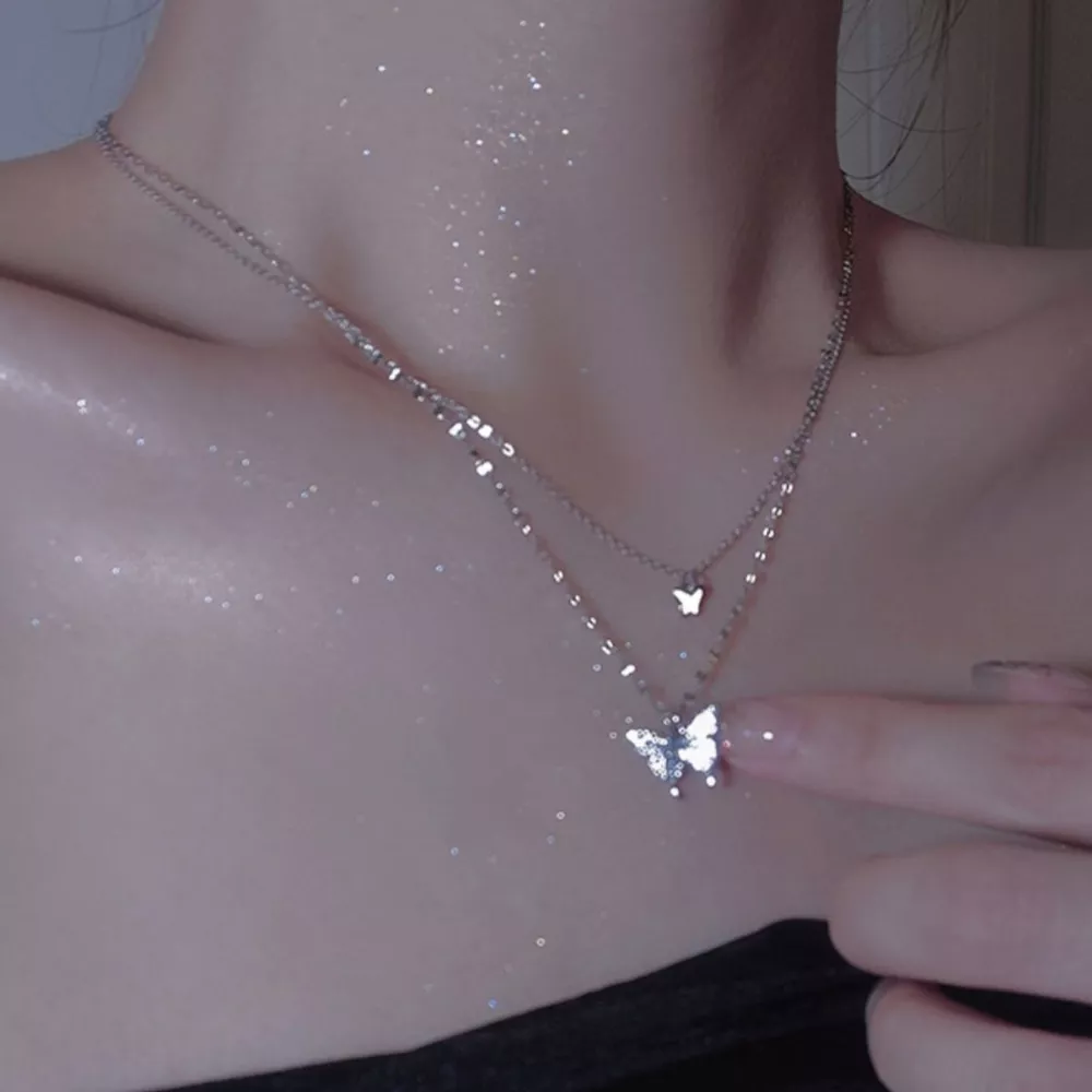 Double Layered Butterfly Necklace, image 5