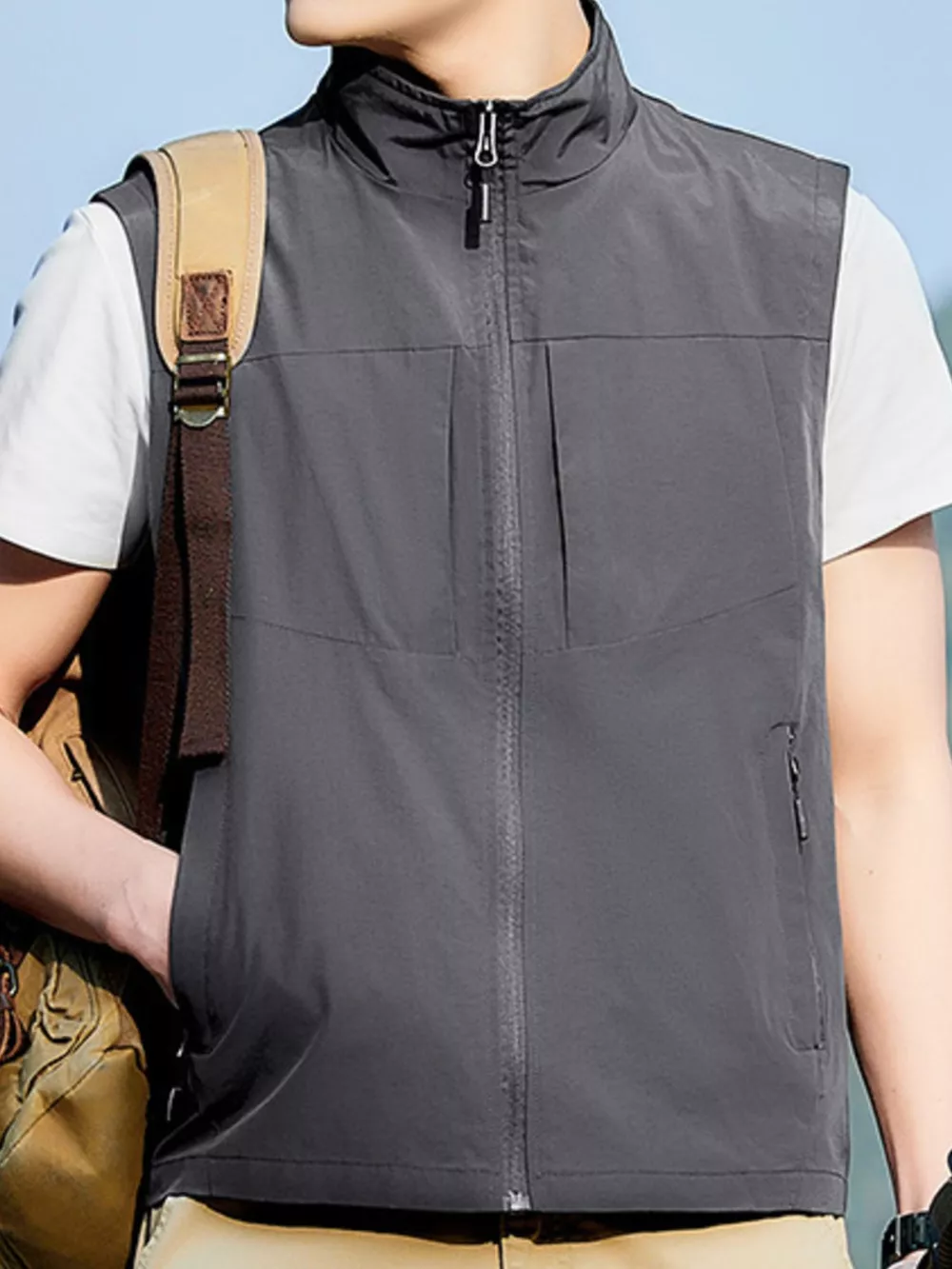 Men's Plus Size Lightweight Zip Up Vest, image 4