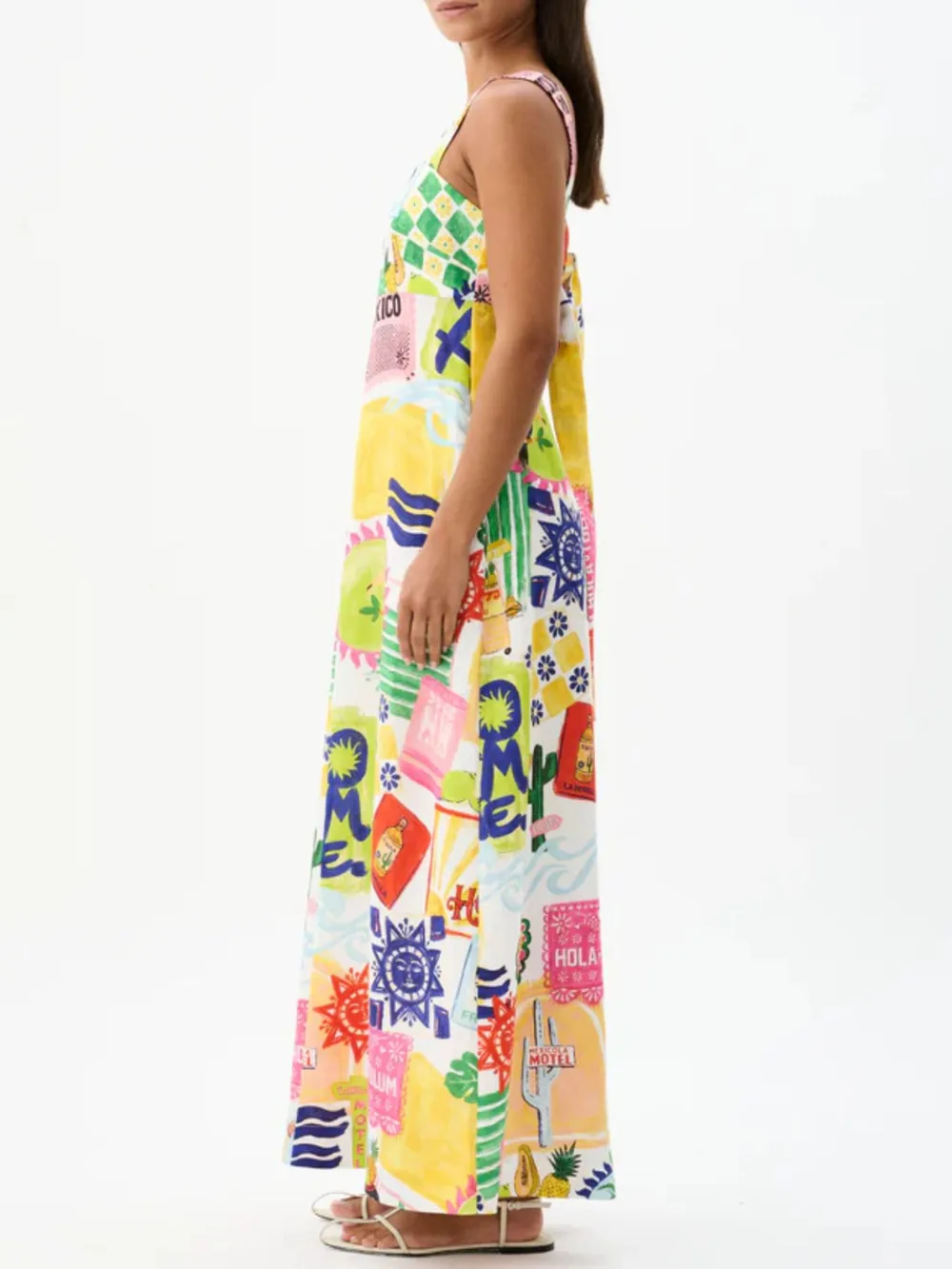 Printed Square Neck Maxi Cami Dress, image 2