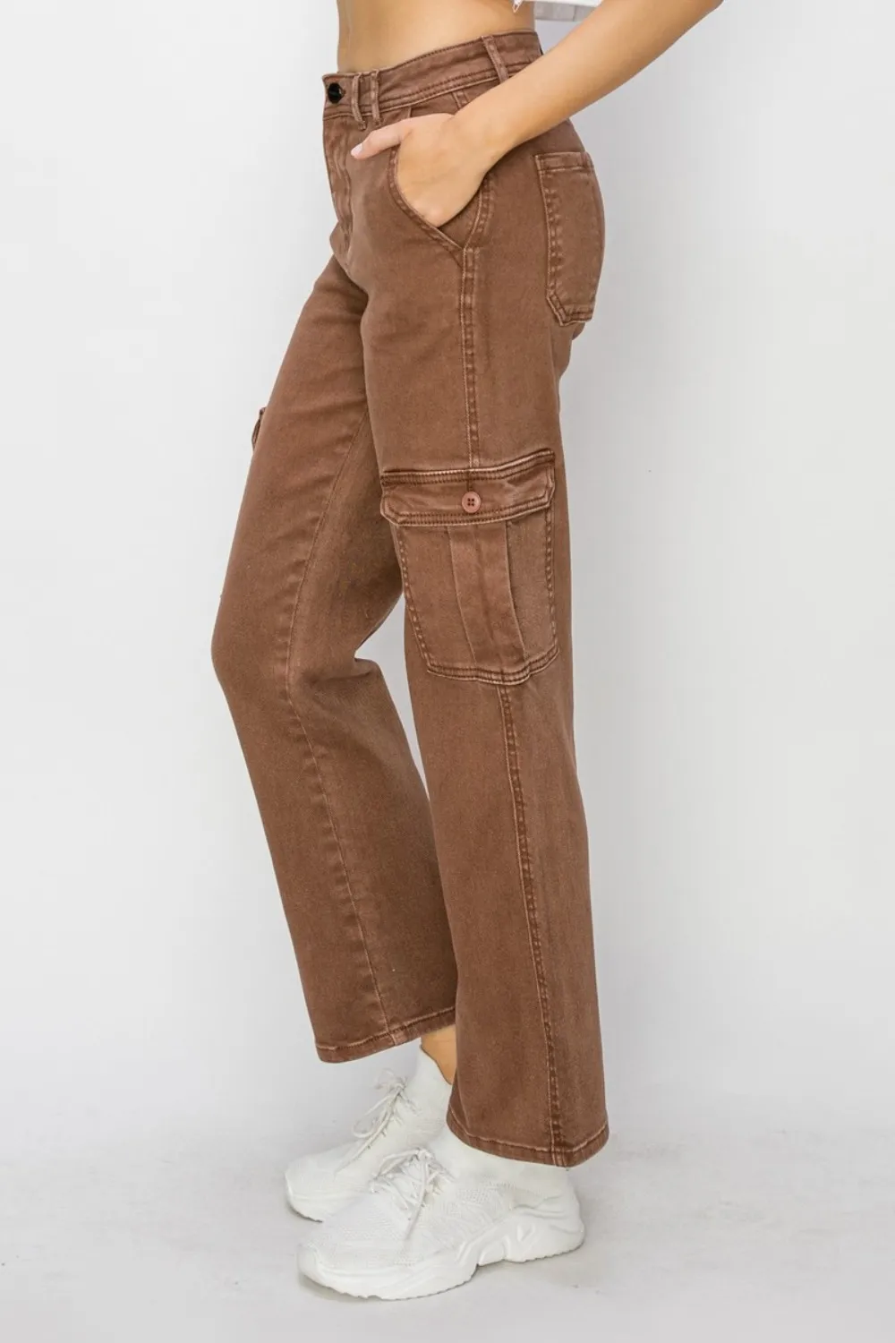 Full Size High Rise Cargo Jeans, image 7