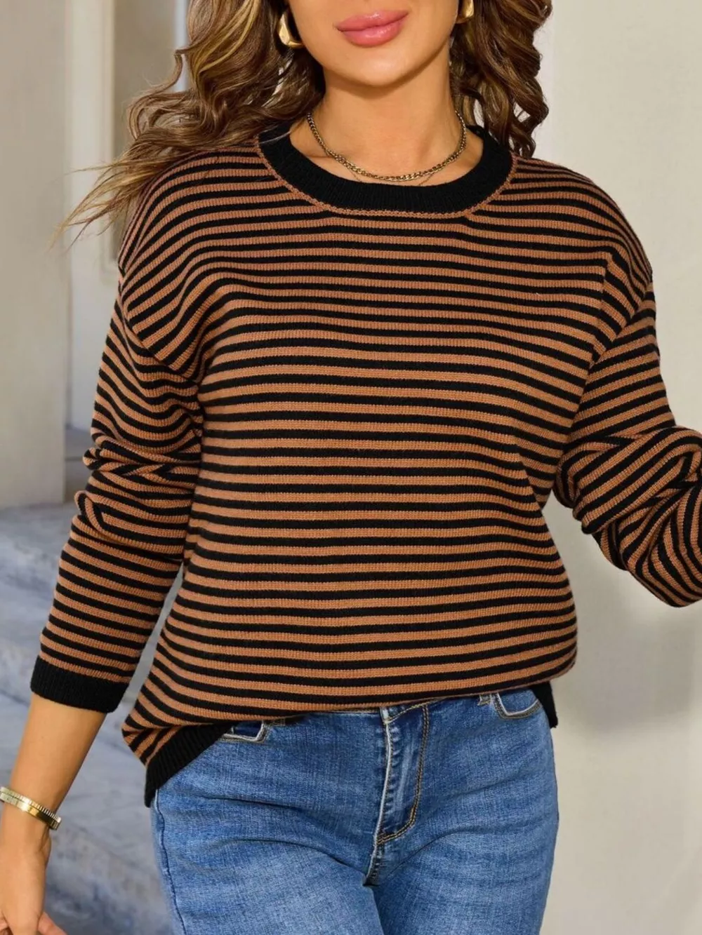 Striped Round Neck Sweater, image 4