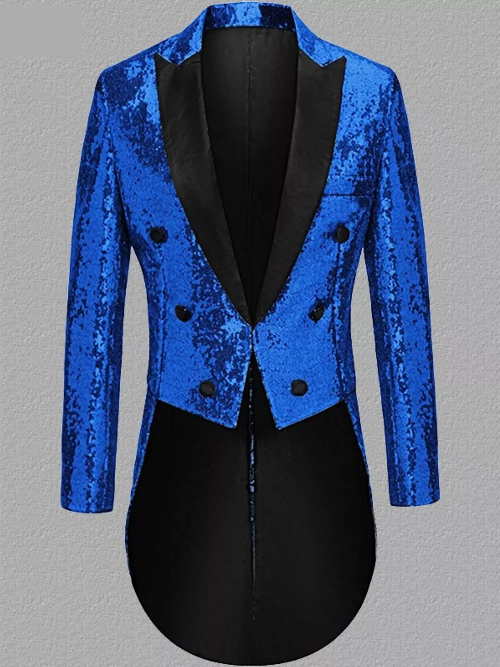 Men's Long Sleeve Sequin Tailcoat Blazer, image 6