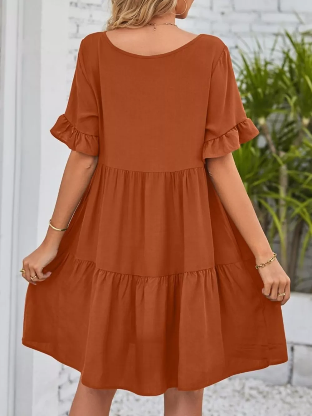 Ruffled Sleeve Tiered Mini Dress, image 14