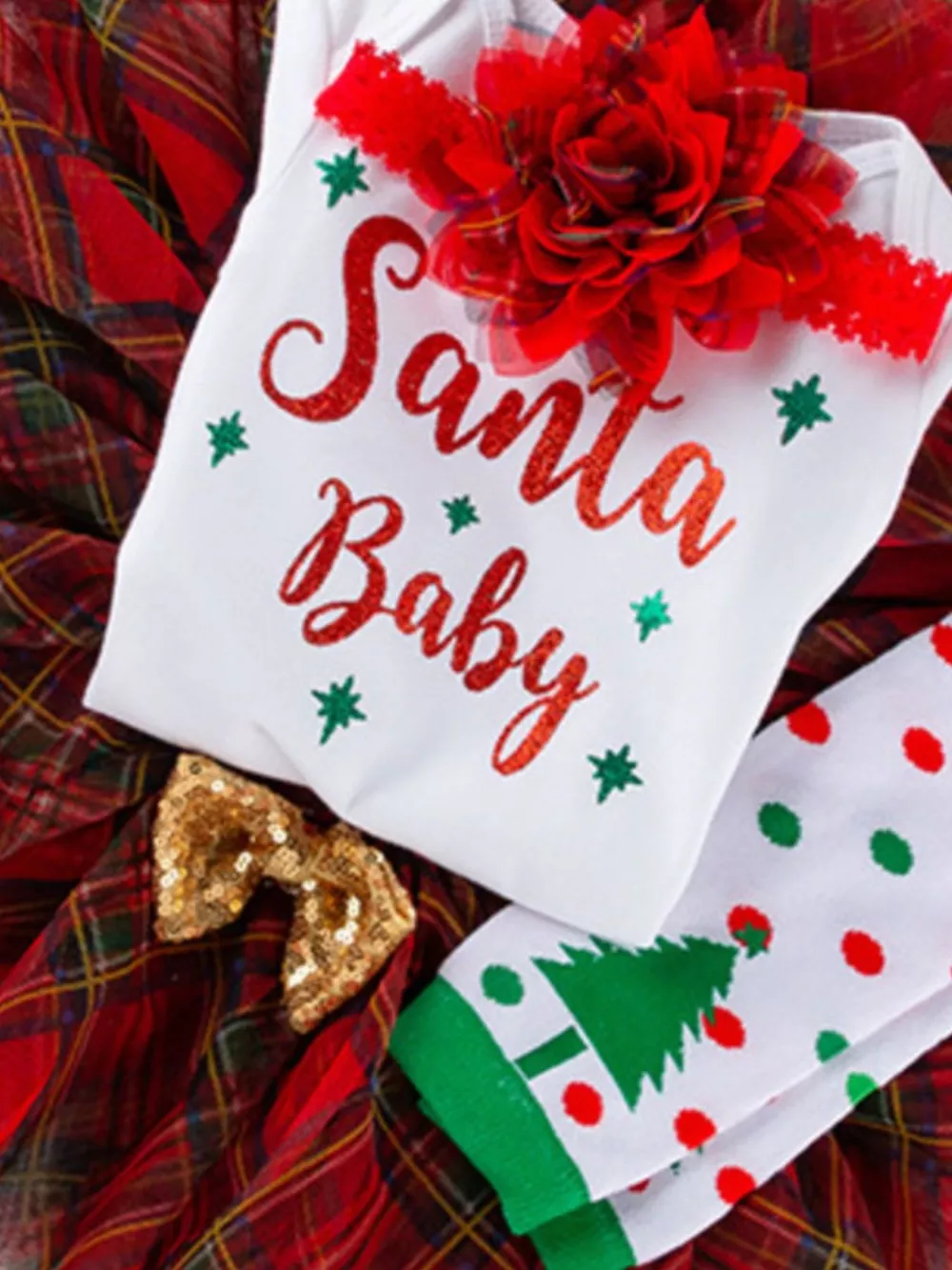 Children's Christmas Santa Baby 4 Piece Outfit Set, image 2