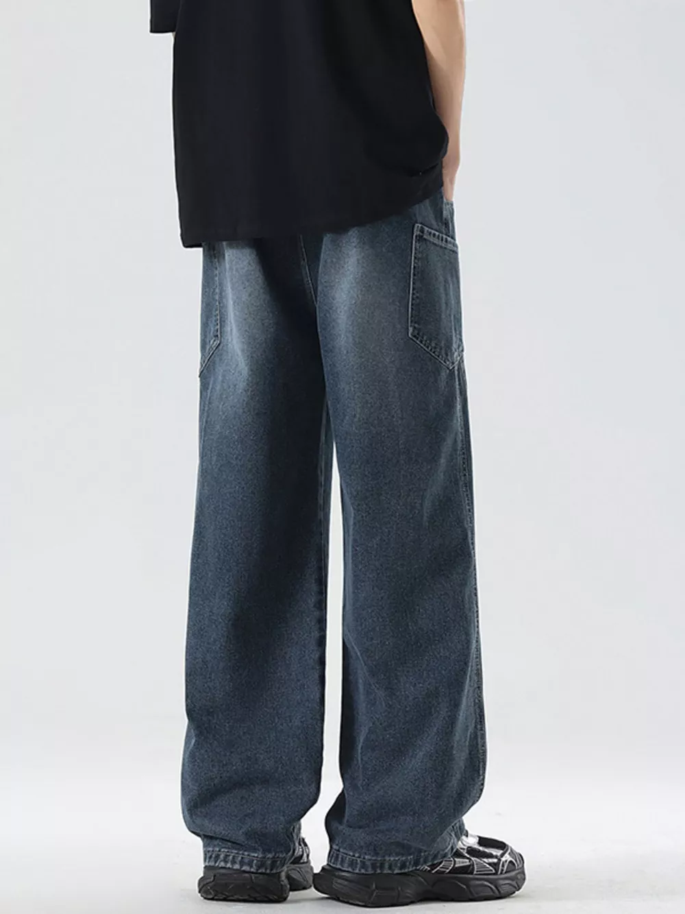 Men's Full Size Vintage Wash Wide Leg Jeans Plus Size, image 4