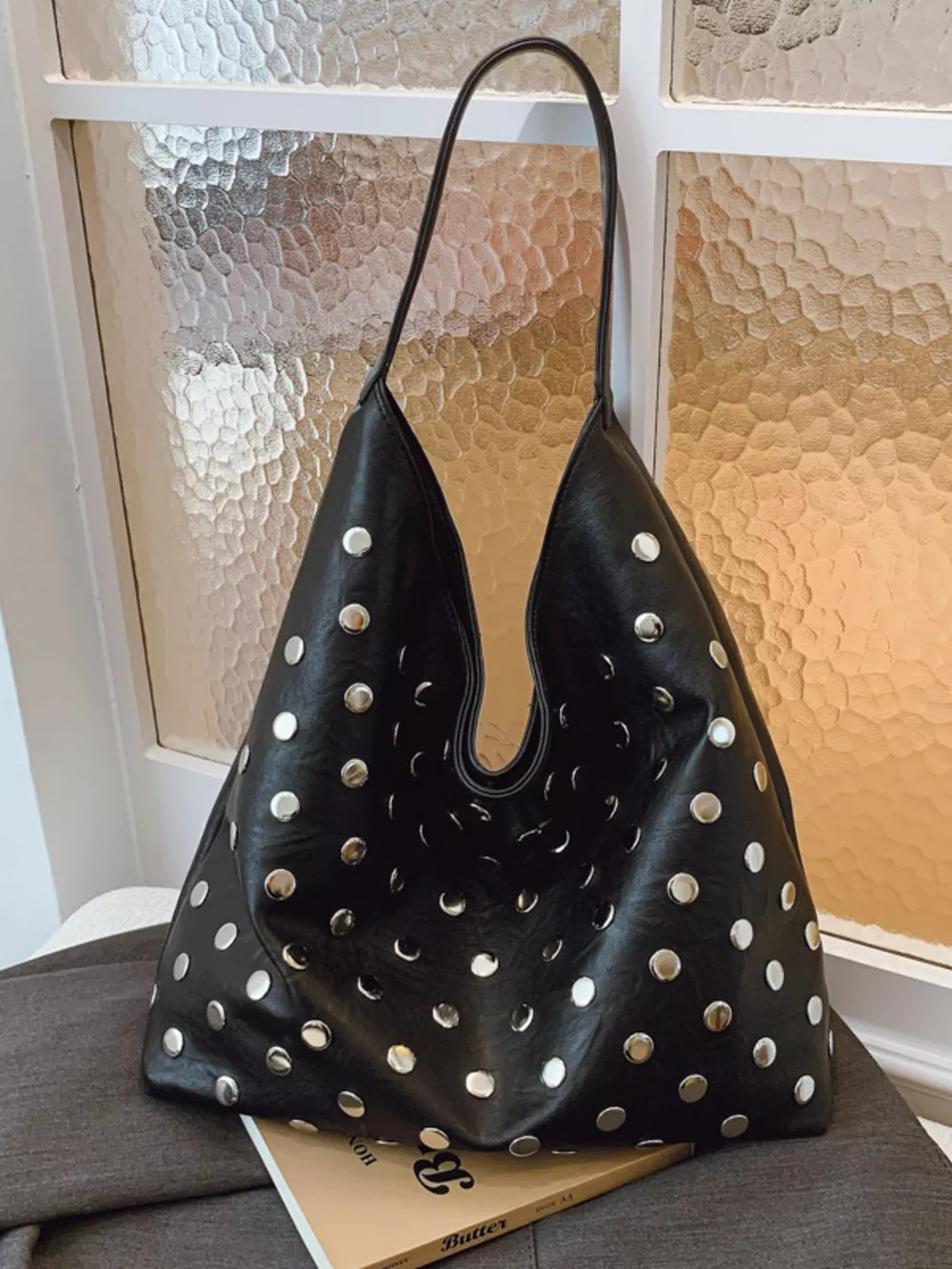 Studded Hobo Shoulder Bag, image 6