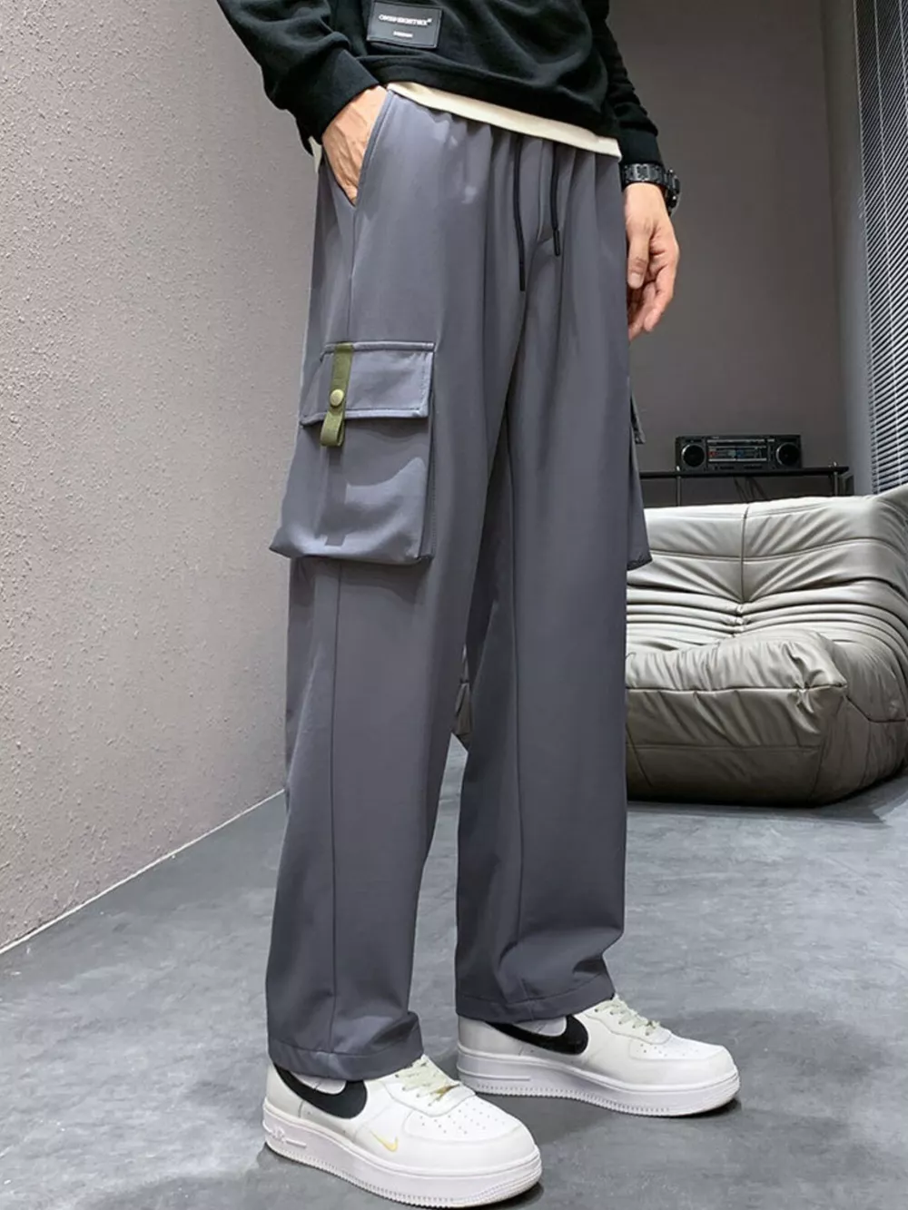 Men's Plus Size Wide Leg Cargo Pants, image 4
