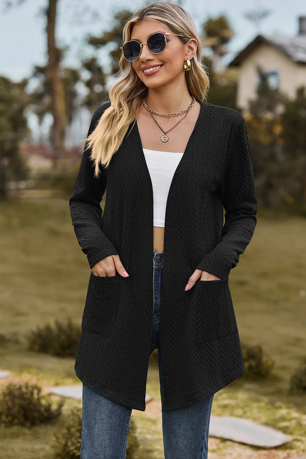 Open Front Long Sleeve Cardigan, image 4