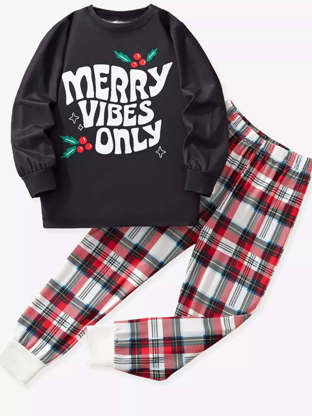 Children's Merry Vibes Only Christmas Pajama Set, image 3