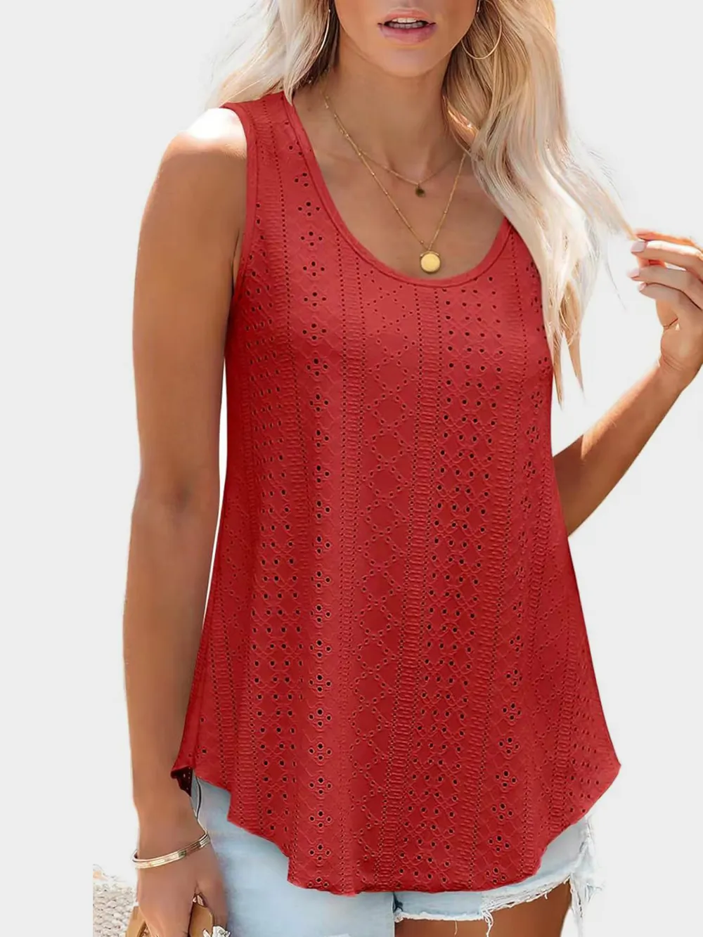 Eyelet Round Neck Tank, image 12