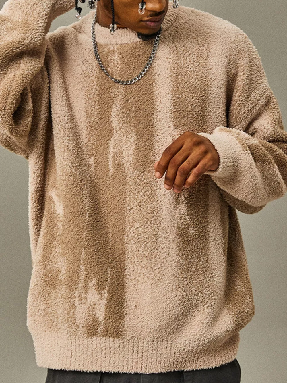 Men's Plus Size Textured Dropped Shoulder Sweater, image 3