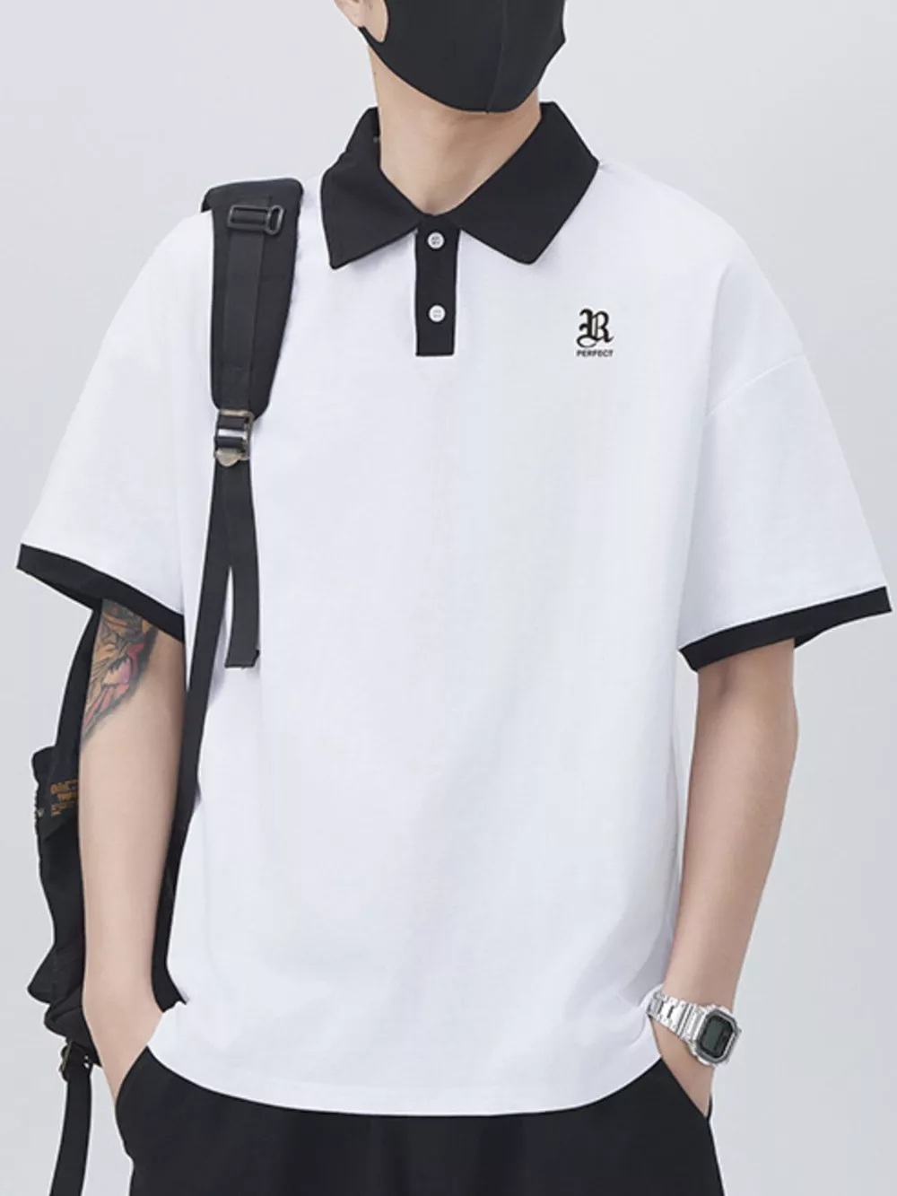 Men's Plus Size Button Detail Short Sleeve Polo, image 6