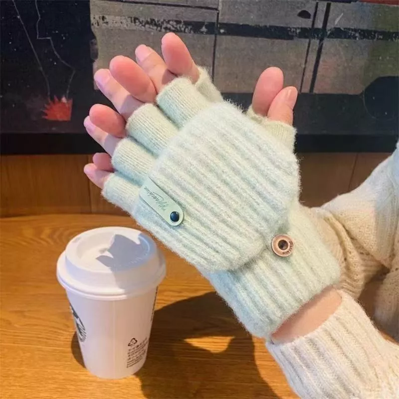 Convertible Knit Fingerless Gloves with Mitten Cover, image 3