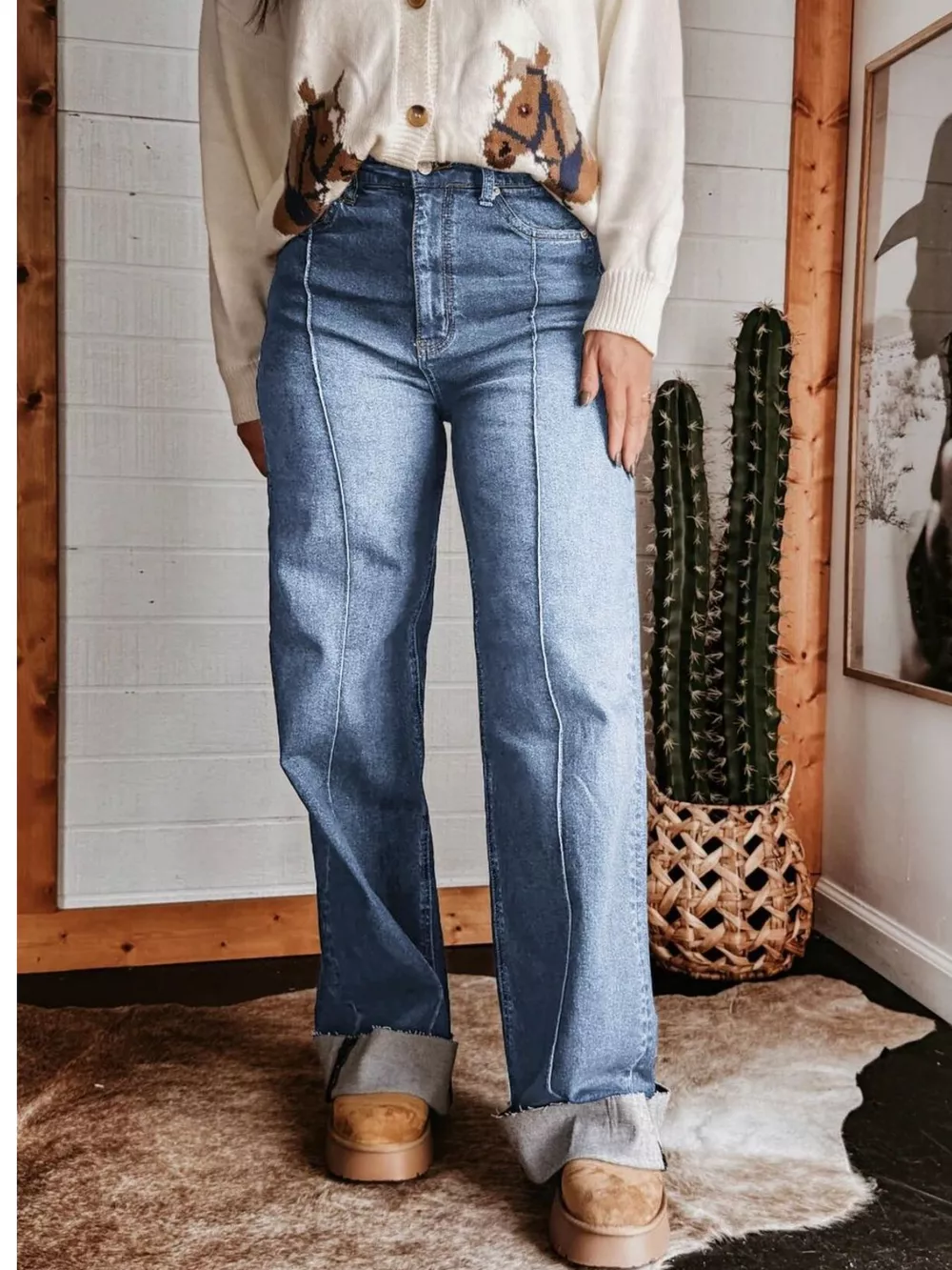 High-Waisted Wide Leg Jeans, image 2
