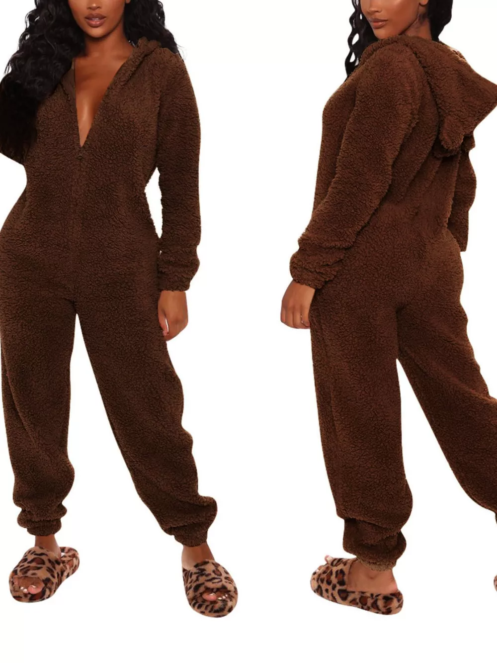 Full Size Fleece Zip-Up Hooded Jumpsuit Plus Size, image 10