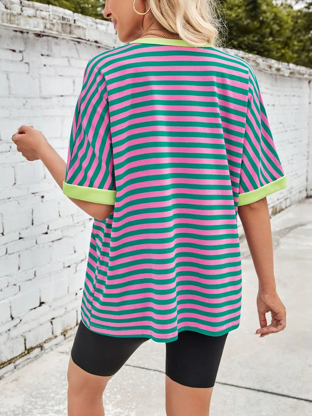 Striped Round Neck Half Sleeve T-Shirt, image 10