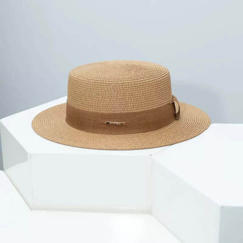 Straw Boater Hat with Ribbon, image 4