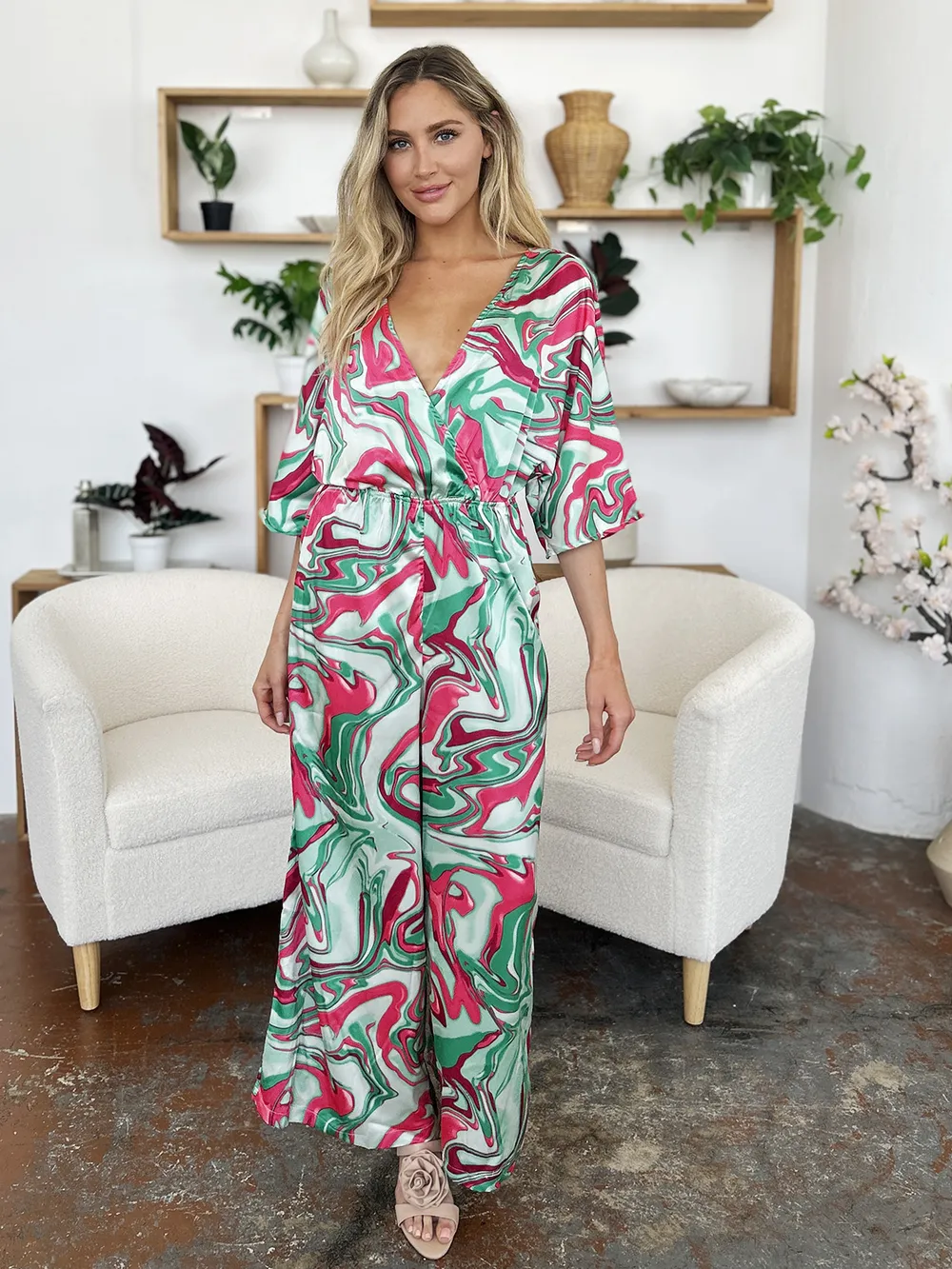 Full Size Half Sleeve Wide Leg Jumpsuit, image 10