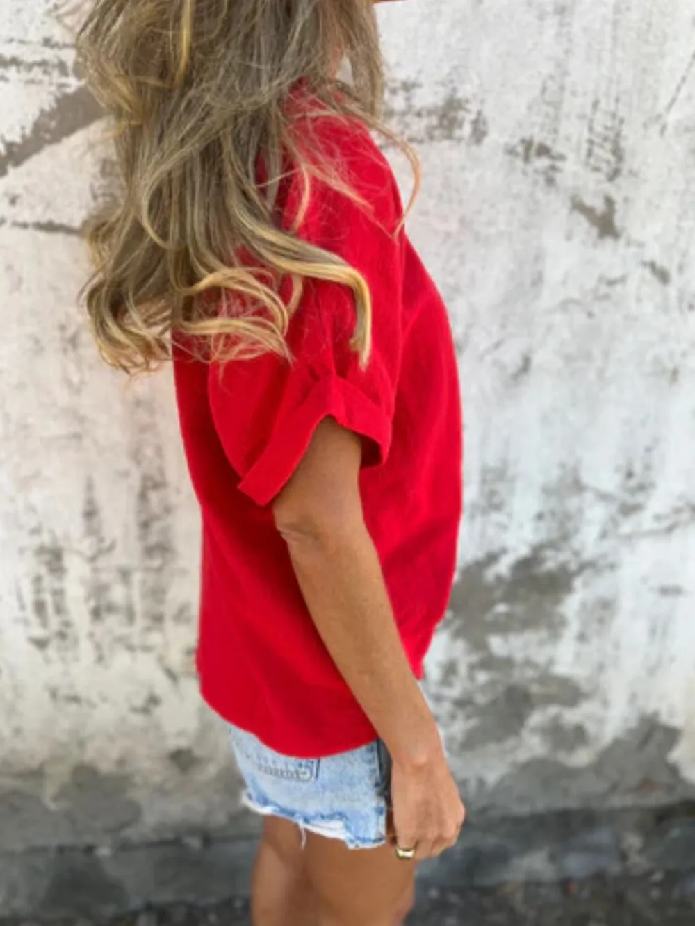 Full Size Round Neck Short Sleeve T-Shirt Plus Size, image 8
