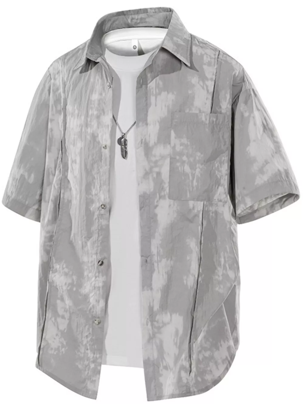 Men's Plus Size Tie-Dye Print Casual Short Sleeve Shirt, image 5