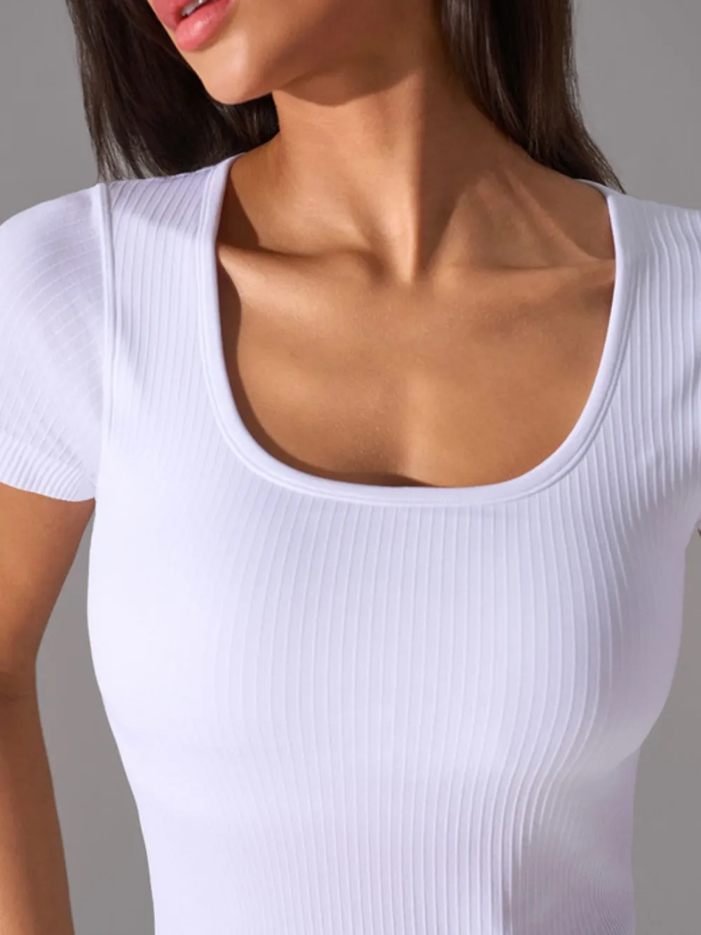 Square Neck Active T-Shirt with Detachable Chest Pads, image 8