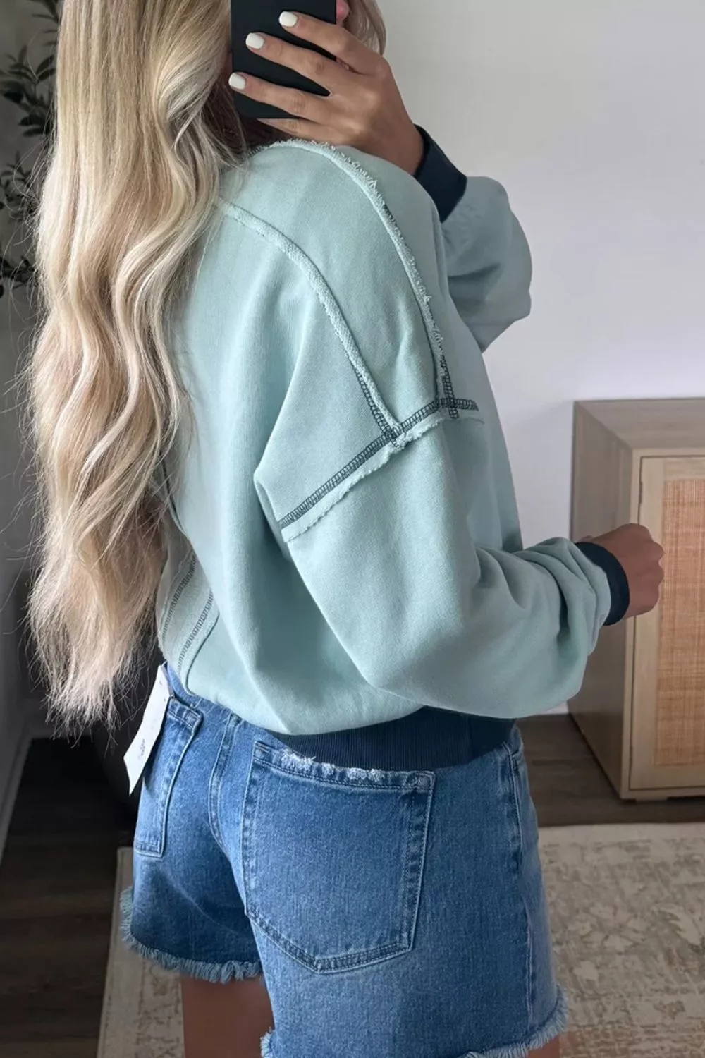 Exposed Seam Cropped Sweatshirt, image 3