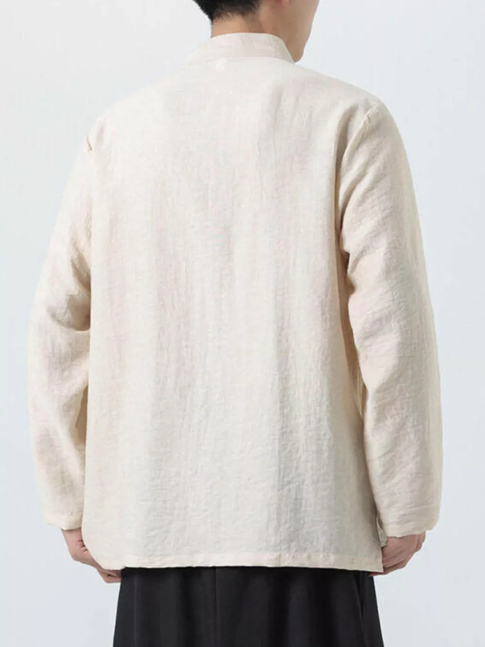 Men's Plus Size Chinese Style Embroidered Bamboo Linen Shirt, image 9