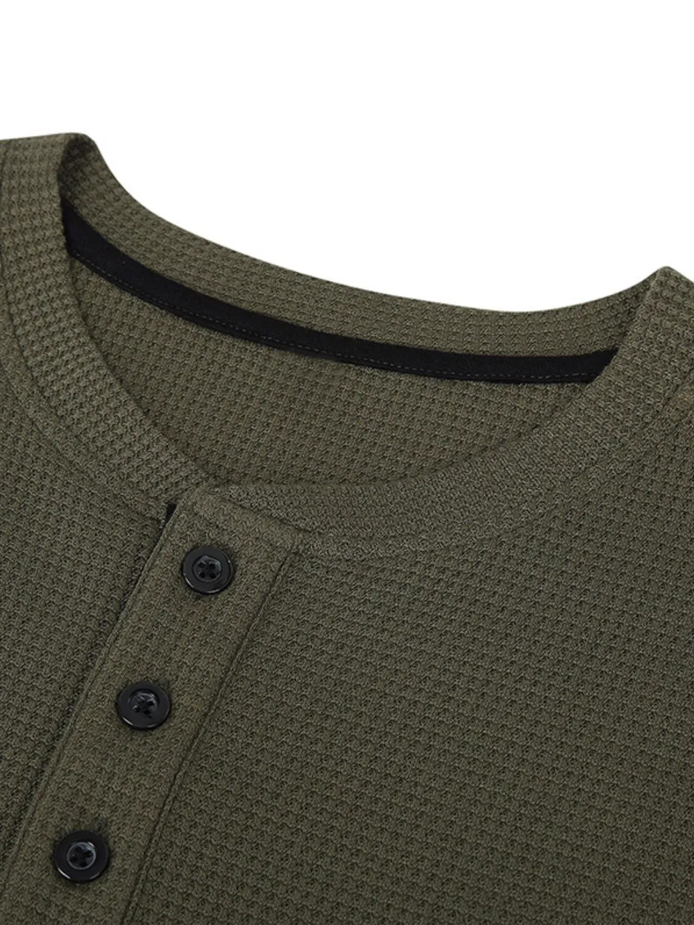 Men's Casual Waffle Knit Henley T-Shirt, image 4