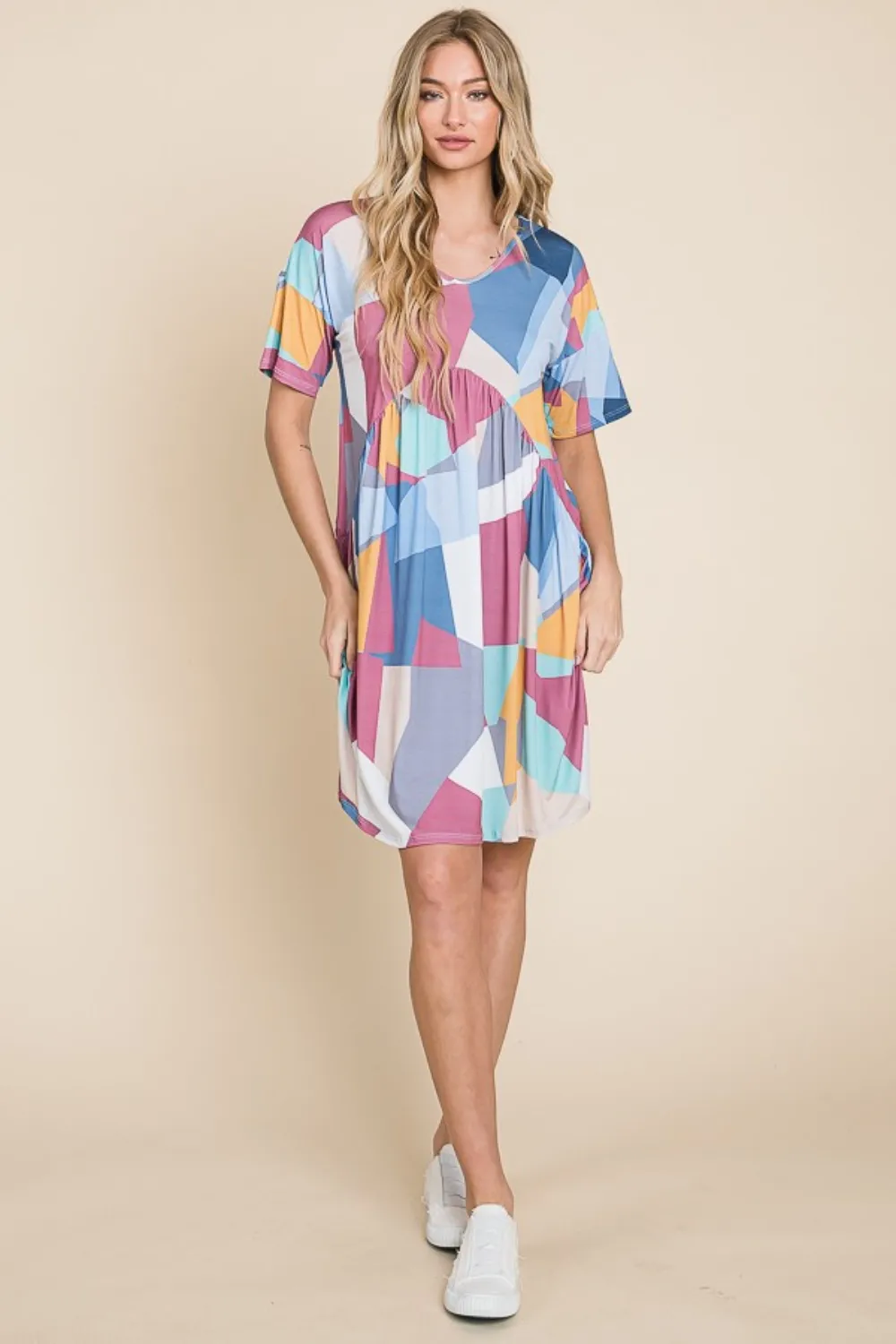Ruched Color Block Short Sleeve Dress, image 6