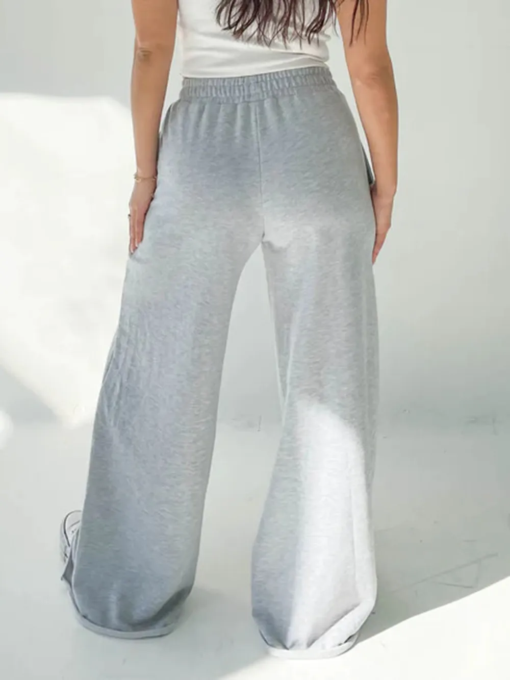 Elastic Waist Wide Leg Pants, image 3