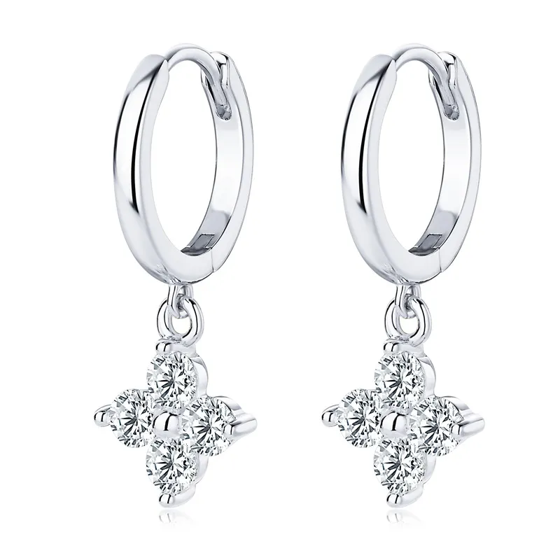 925 Sterling Silver Moissanite Hoop Drop Earrings, image 5
