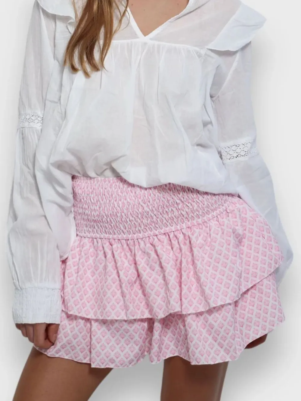 Smocked Wideband Waist Layered Mini Skirt, image 3