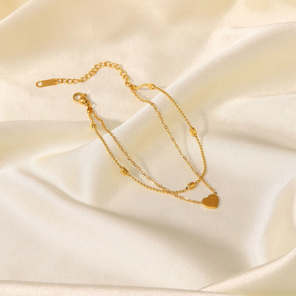 Heart Shape Double-Layered Anklet, image 4
