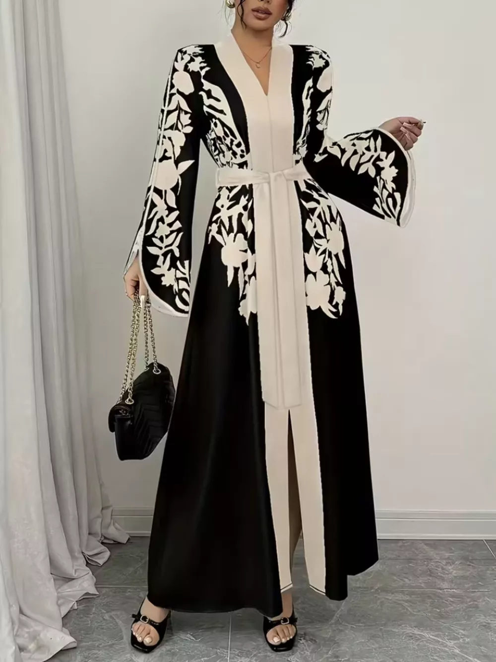 Printed Tie Waist Maxi Dress, image 5