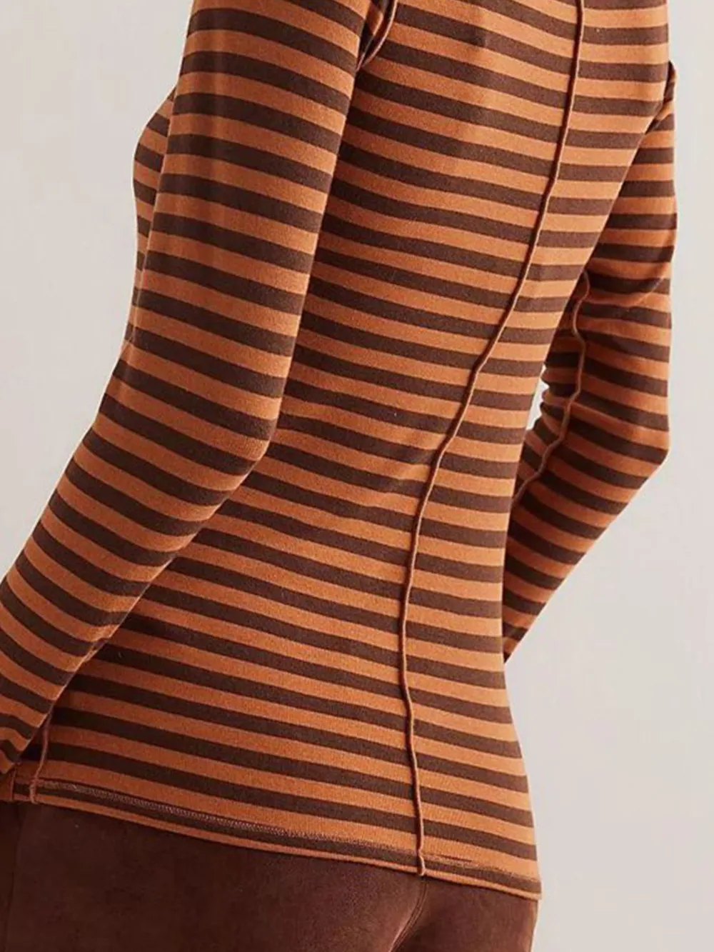 Exposed Seam Striped Turtleneck Long Sleeve T-Shirt, image 7