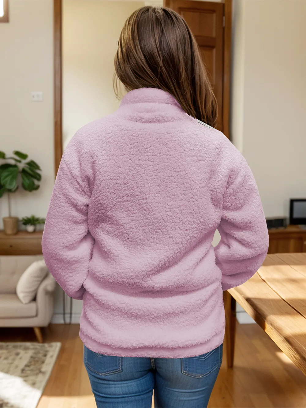 Full Size Turtleneck Zip Up Long Sleeve Sherpa Jacket, image 6