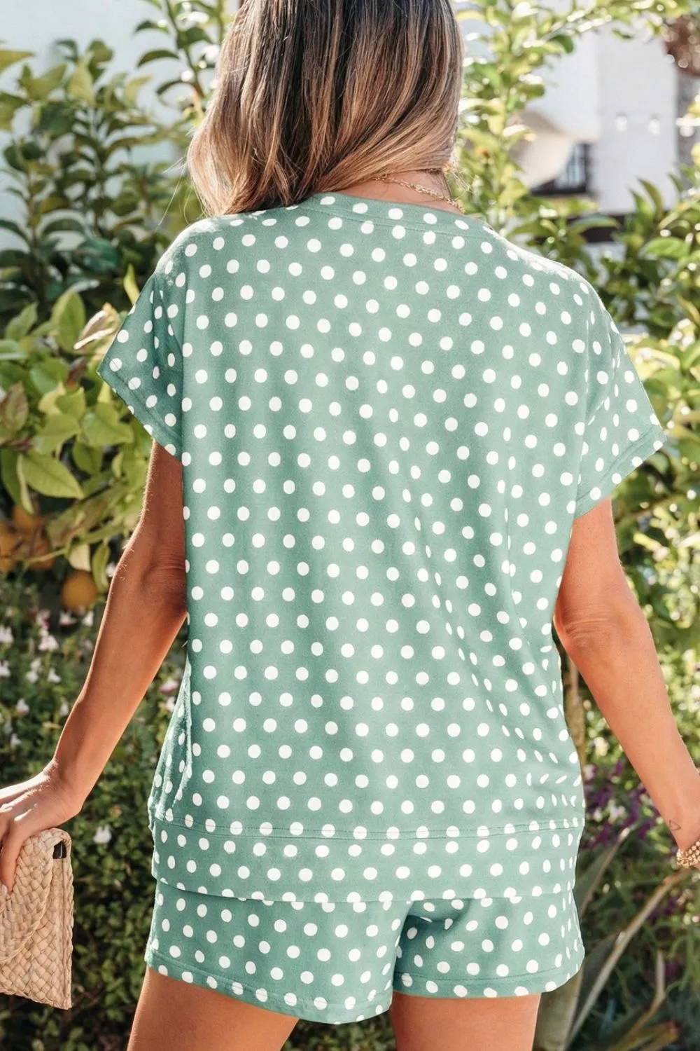 Polka Dot Print Tee and Shorts Set, image 2