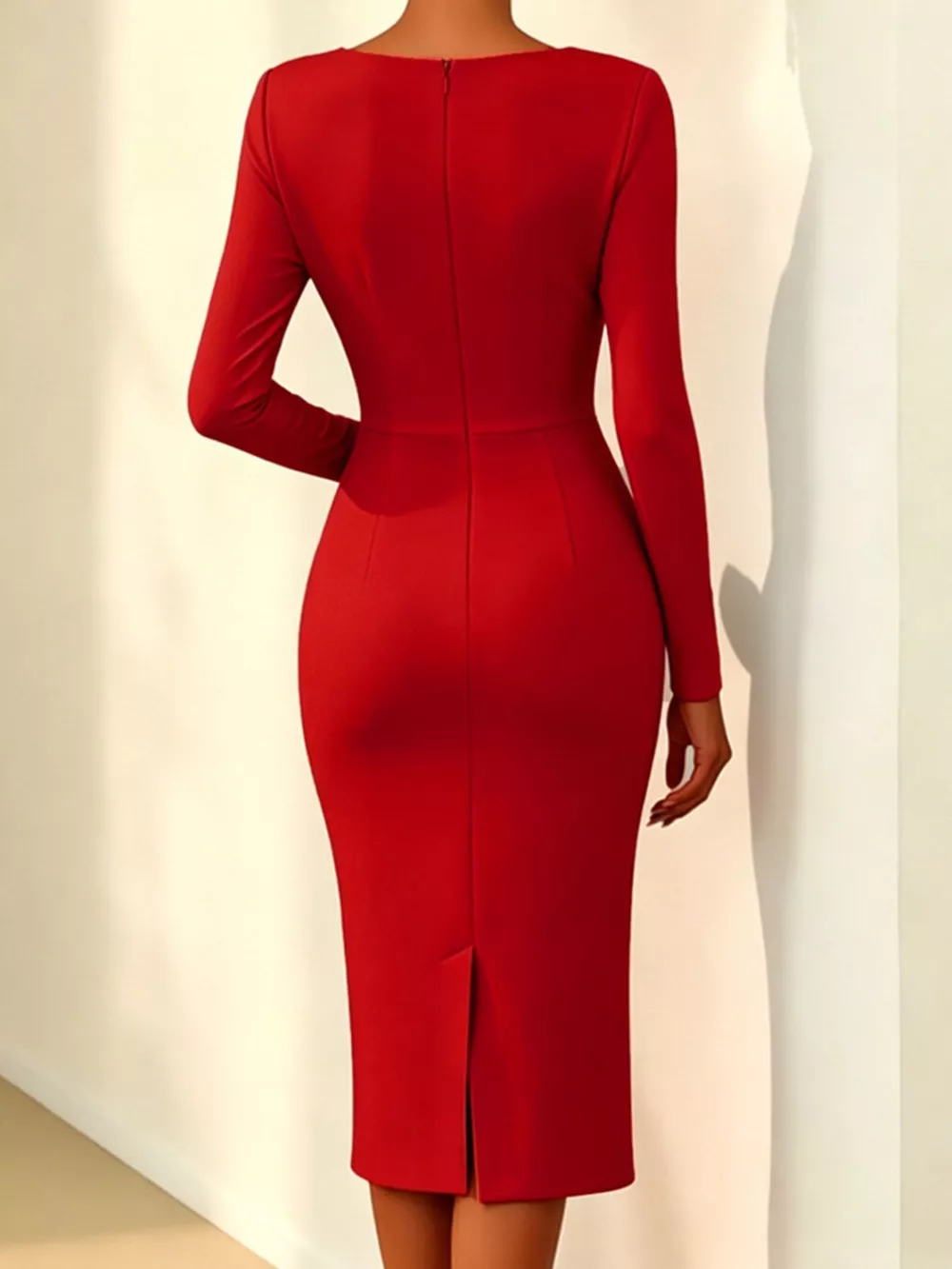 Rose Embellished Asymmetrical Neck Midi Dress, image 12
