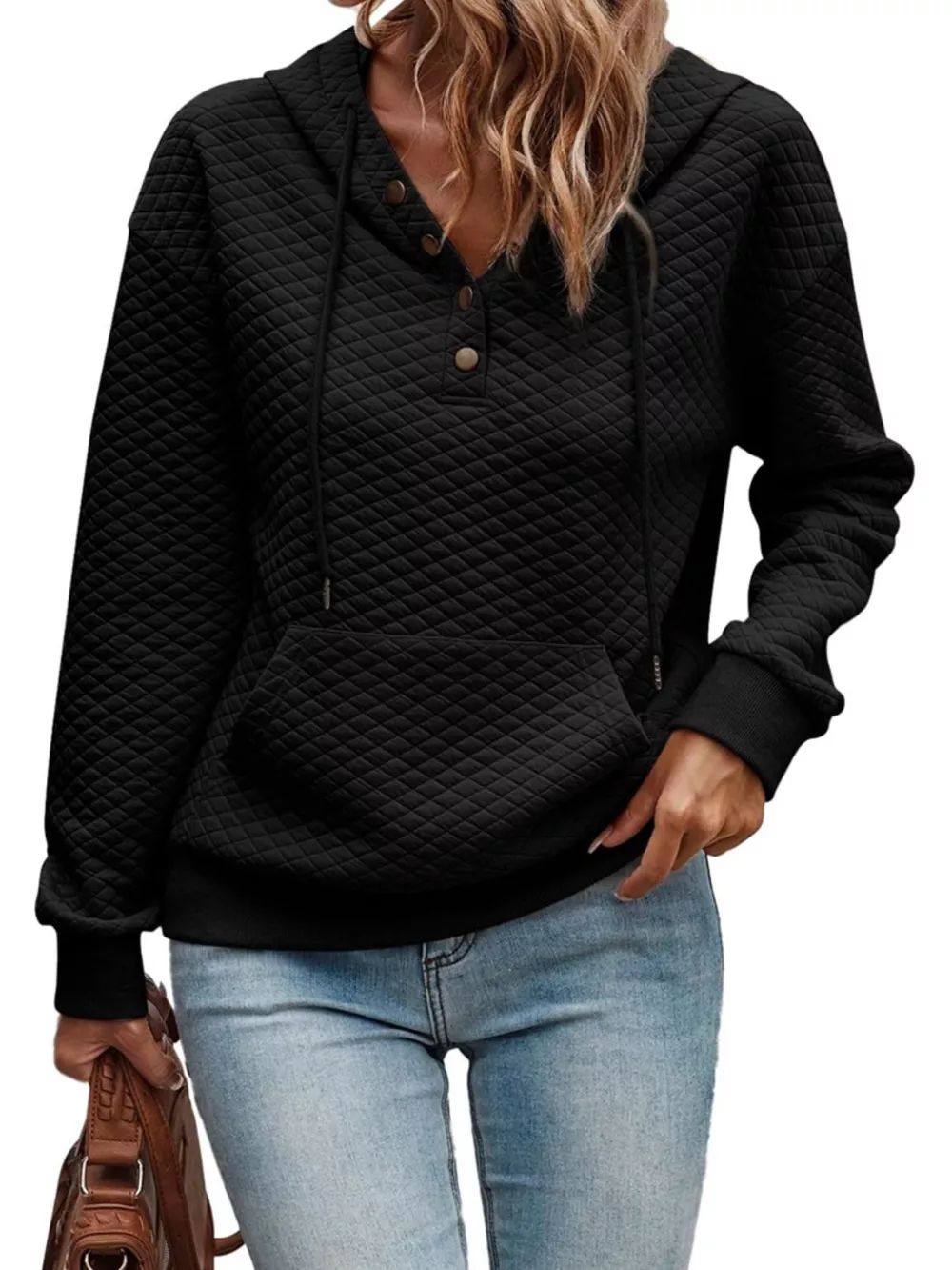 Drawstring Textured Dropped Shoulder Hoodie, image 23