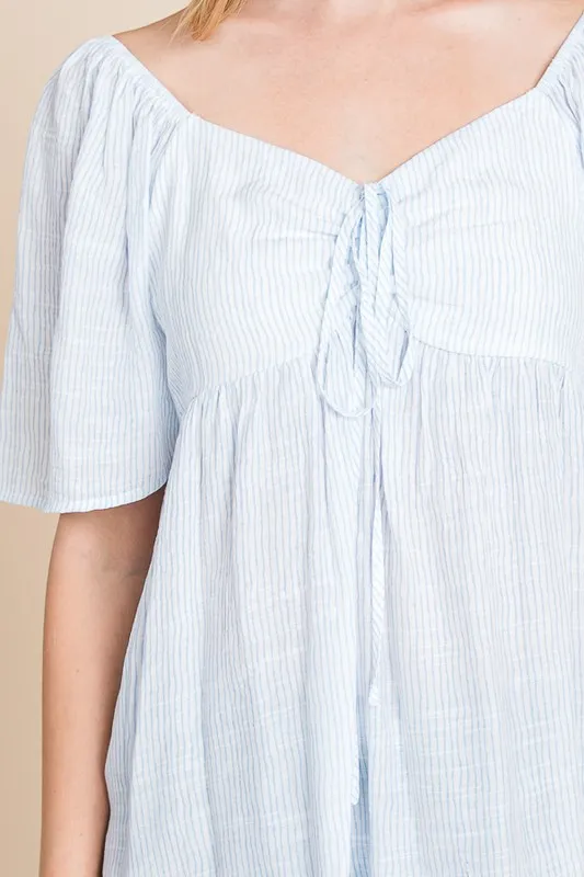 Thin Striped with Tie Front Babydoll Top, image 7