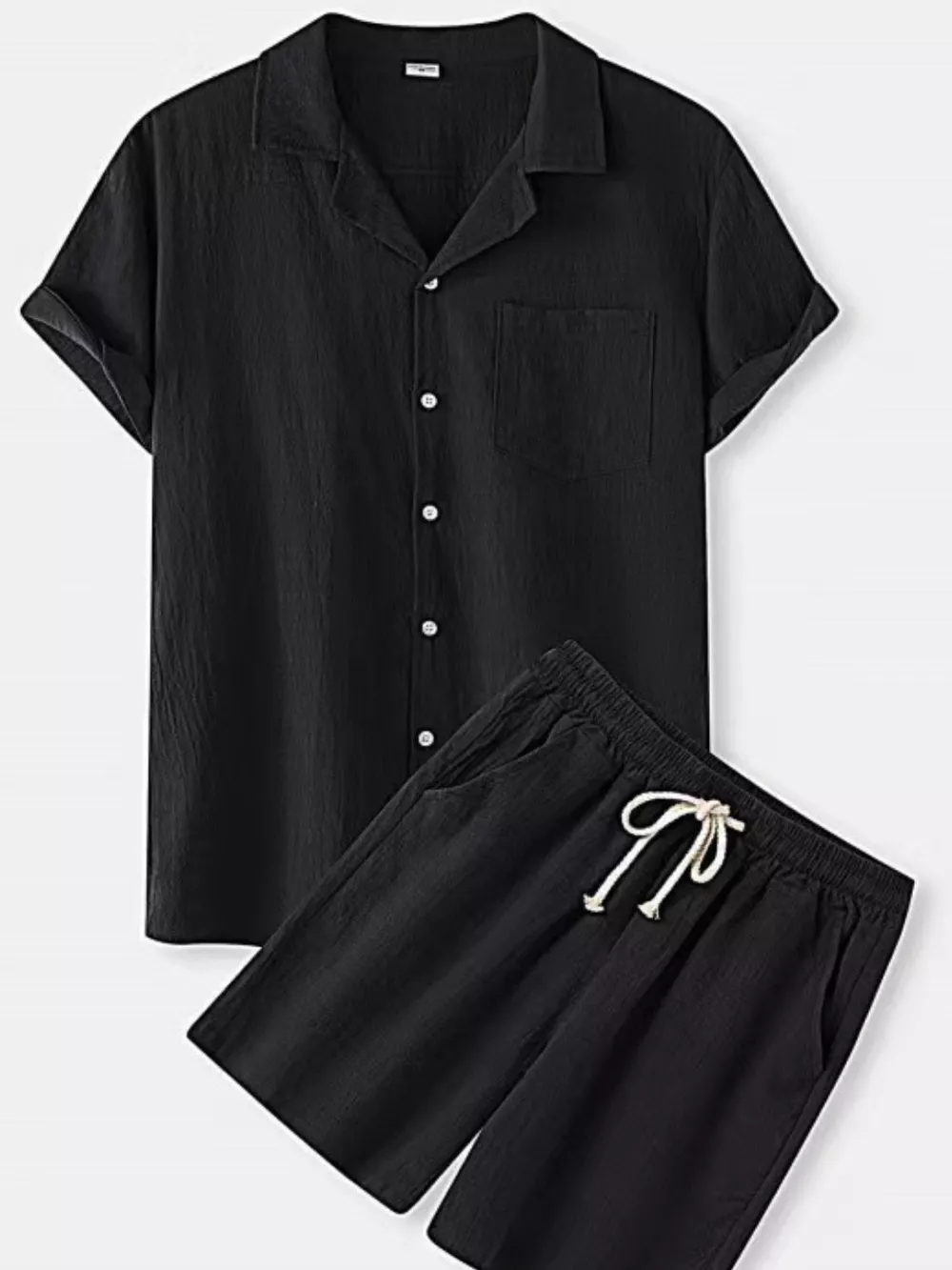Men's Full Size Button Up Short Sleeve Shirt and Shorts Set Plus Size, image 5