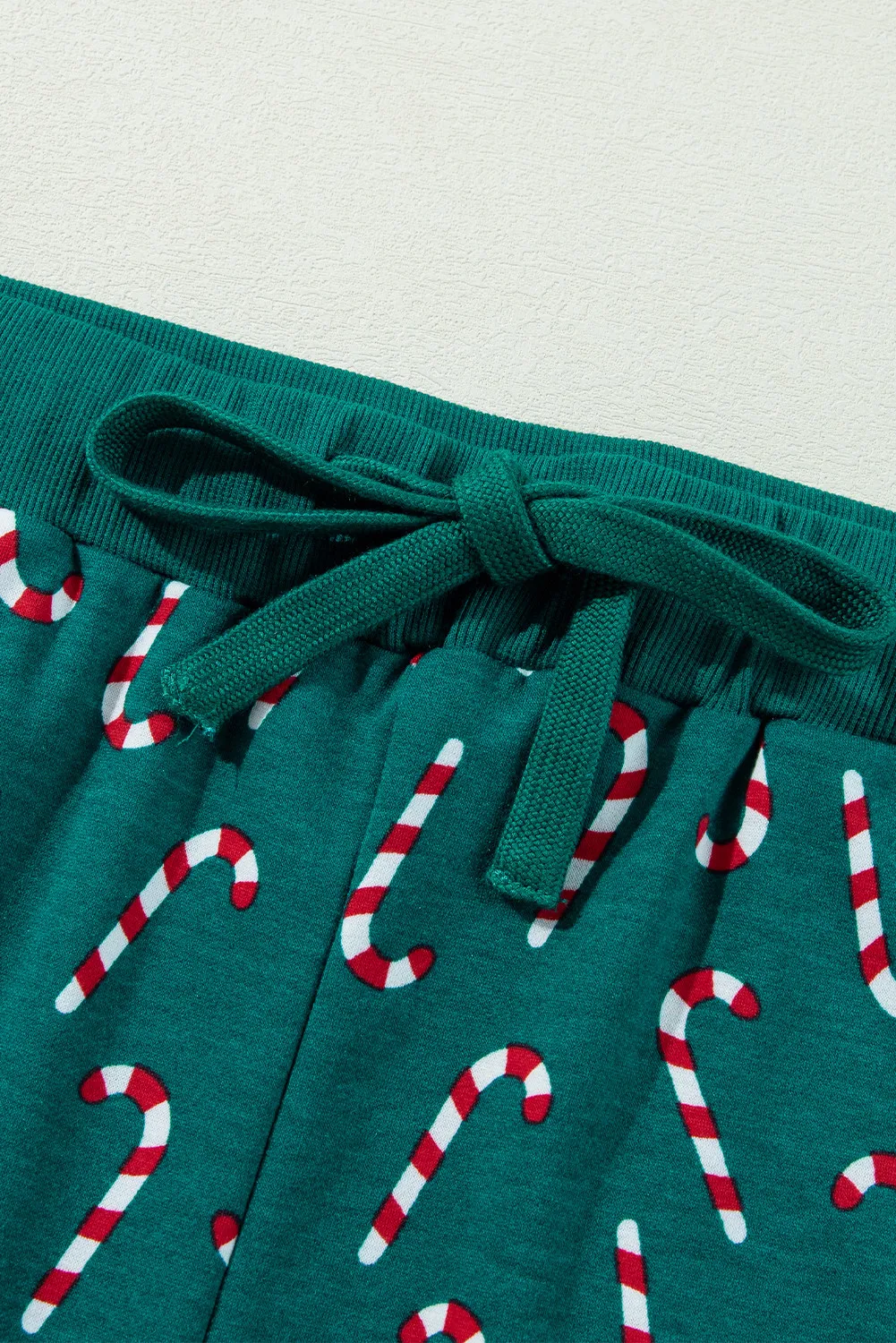 Candy Cane Print Round Neck Top and Pants Lounge Set, image 7