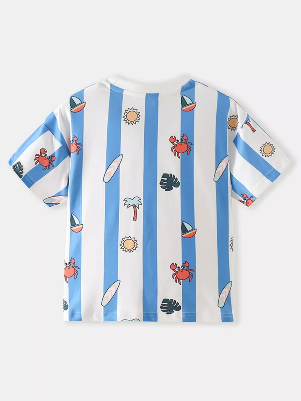 Children's Striped Cartoon Print Round Neck T-Shirt, image 6