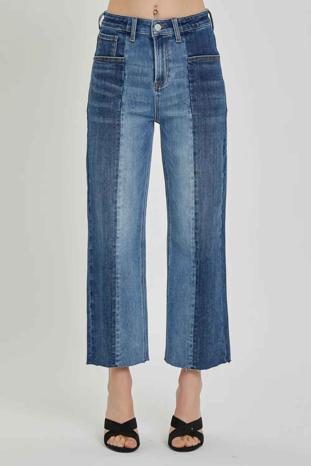 Full Size Mid-Rise Waist Two-Tones Jeans with Pockets, image 4