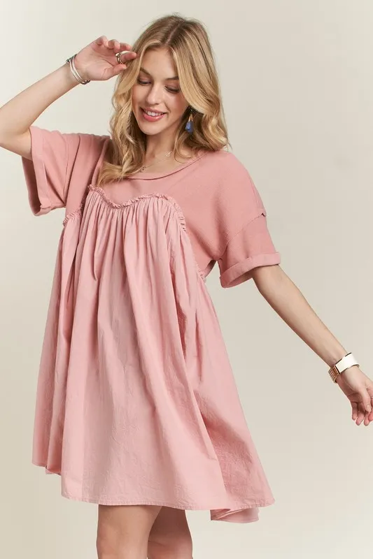 Round Neck Half Sleeve Babydoll Dress