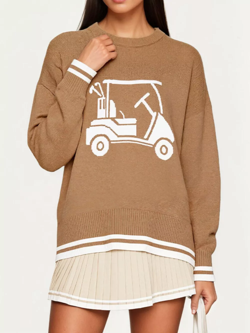 Golf Cart Graphic Dropped Shoulder Sweater, image 6