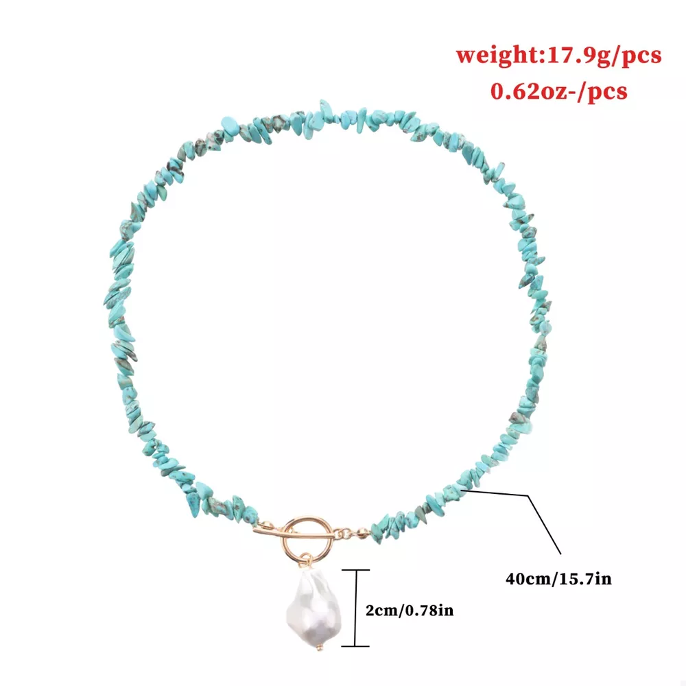 Turquoise Irregular Pearl Necklace, image 5