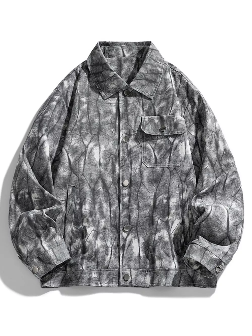 Men's Plus Size Abstract Print Long Sleeve Casual Jacket, image 2